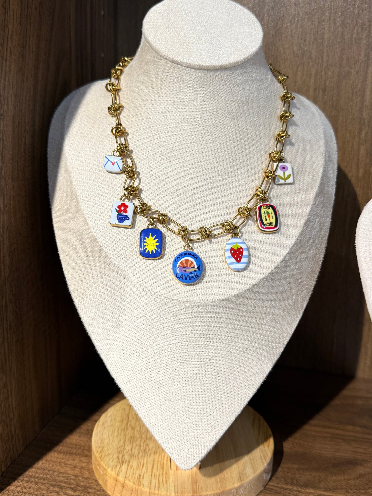 Knotted Ceramic Charm Necklaces
