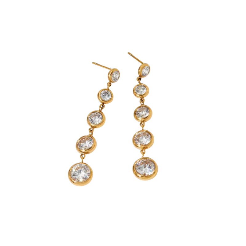 Round Stone Drop Studs