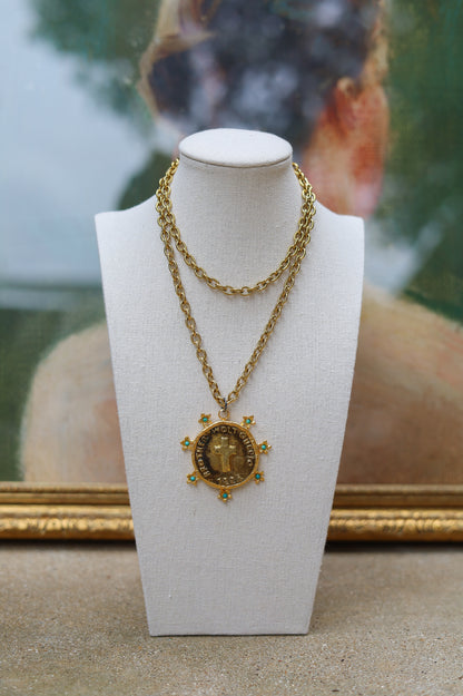 Vintage Turquoise Sunburst Necklace