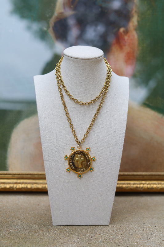 Vintage Turquoise Sunburst Necklace