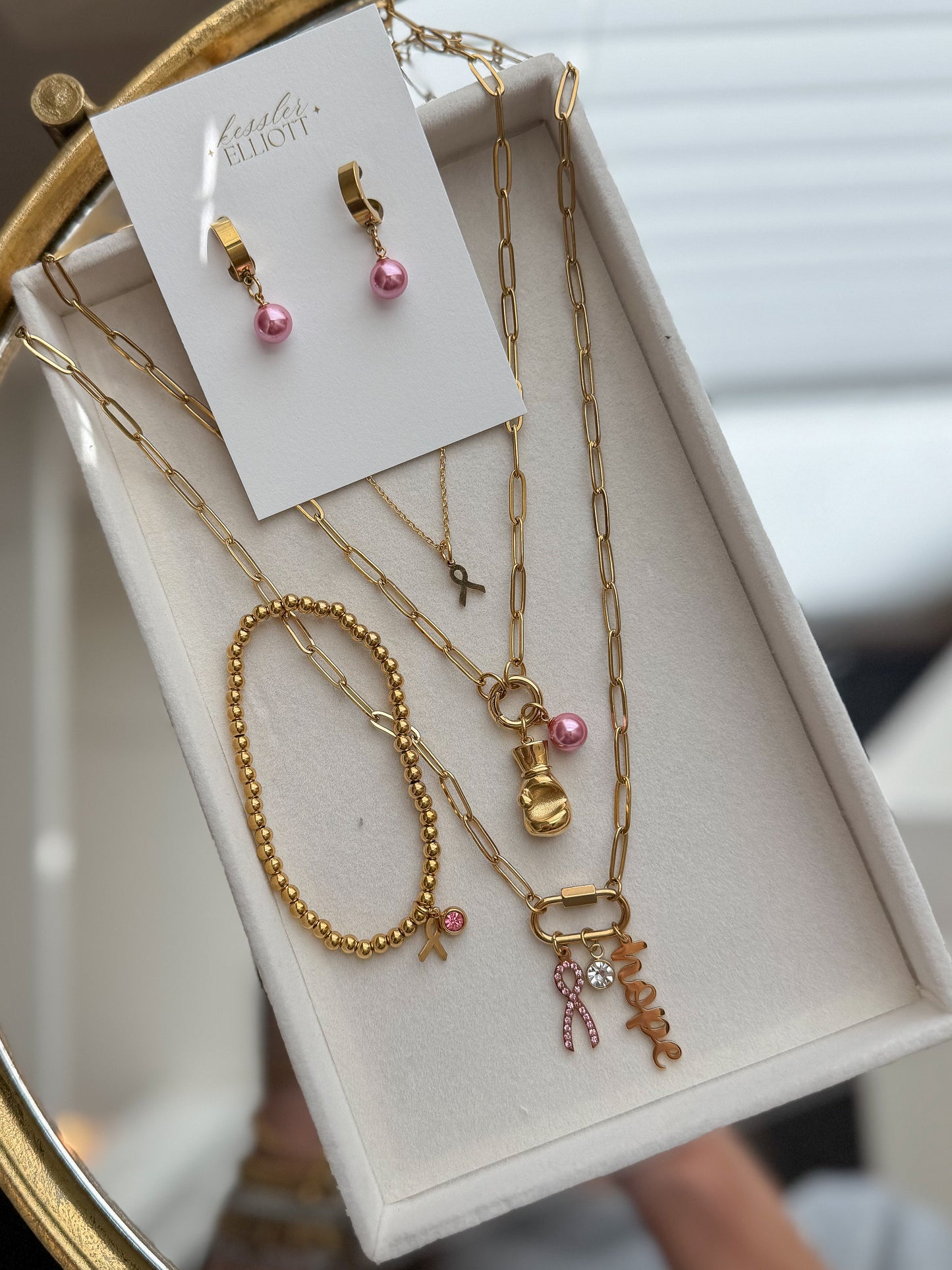 Breast Cancer Ribbon Pendant Necklace
