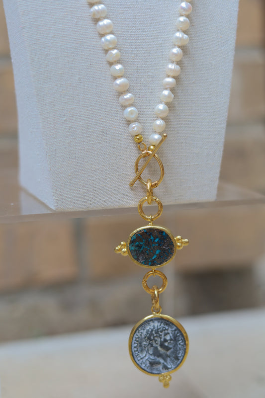 Vintage Pearl Lariat Necklace I