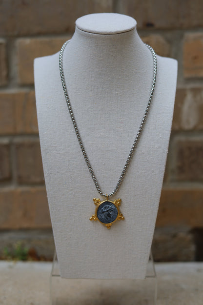 Vintage Two-Toned Sunburst Coin Necklace
