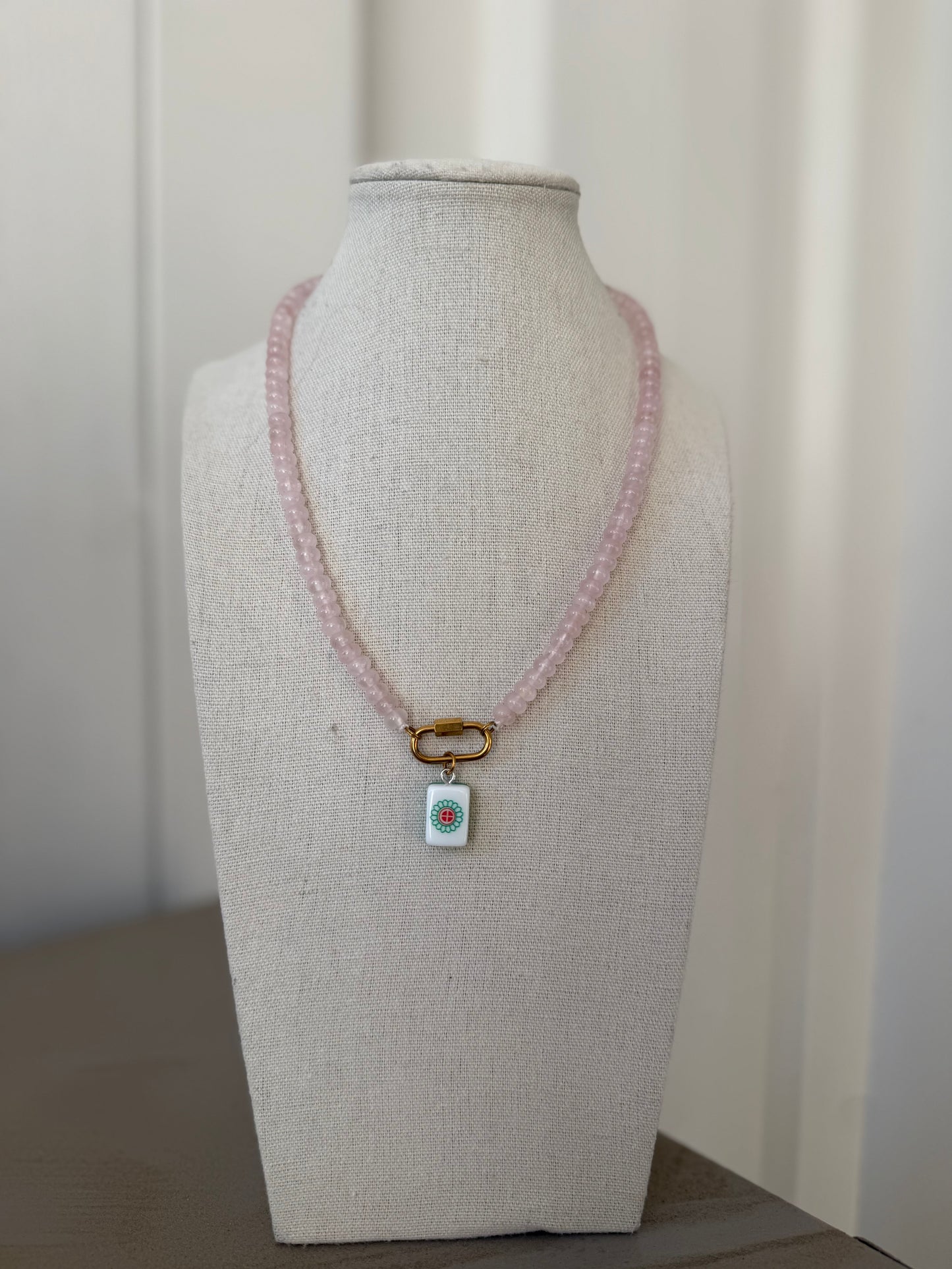 Blush Beaded Mahj Carabiner