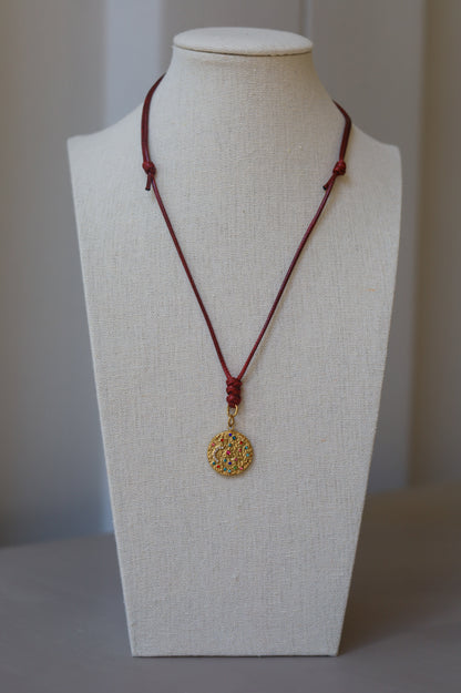 Oxblood Cord with Multicolor Pendant
