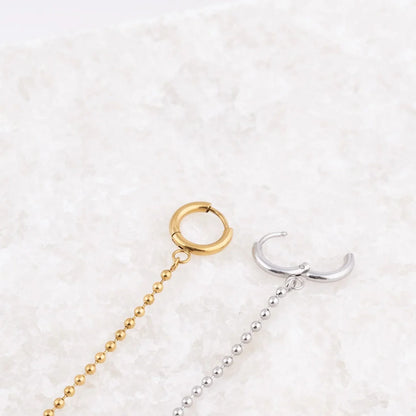 Beaded Chain Huggies