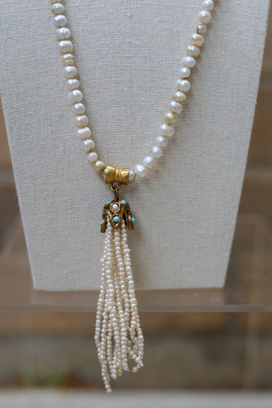 Vintage Pearl Fringe Necklace