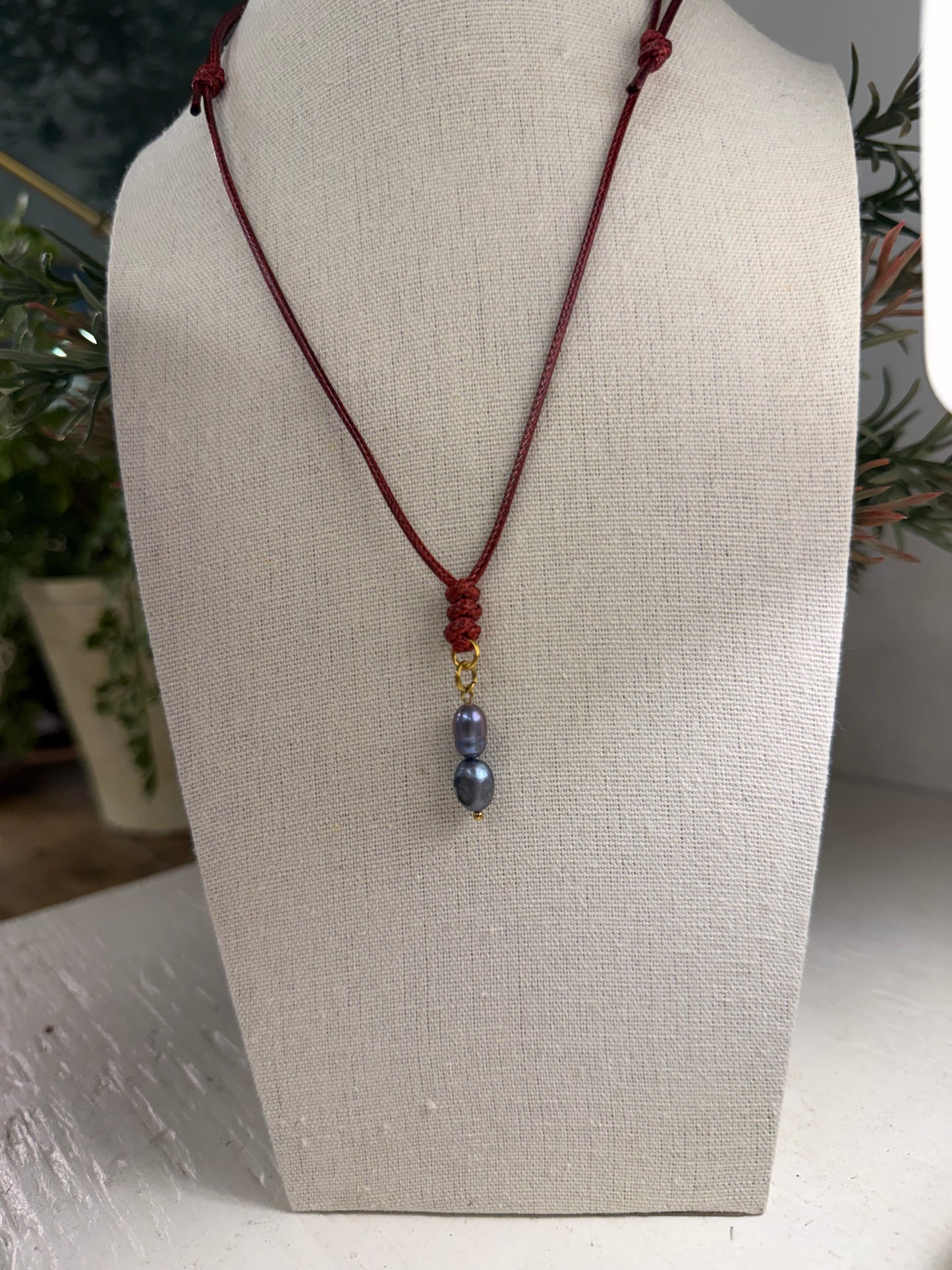 Double Black Pearl Cord Necklace