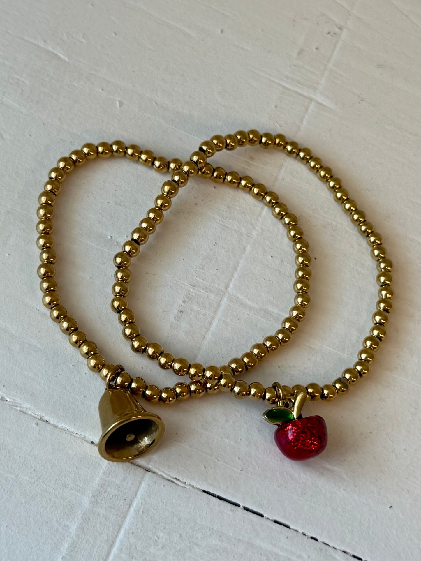 School Bell Beaded Stretch Bracelet