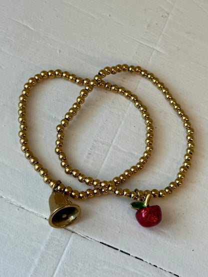 School Bell Beaded Stretch Bracelet