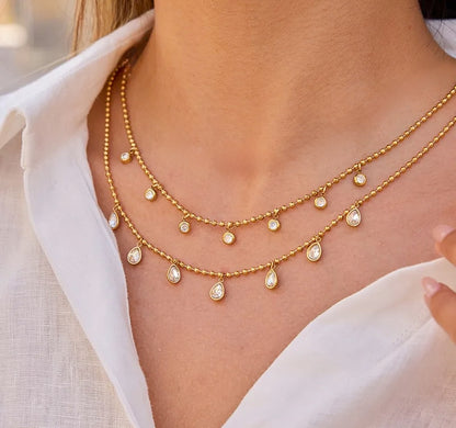 Beaded Stone Infinity Necklace