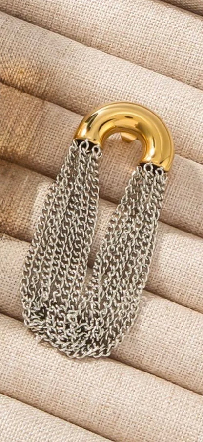 Two-Toned Arch Chain Earring