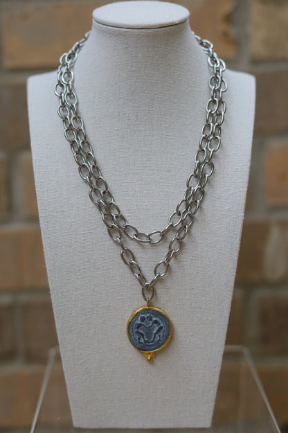 Vintage Silver Layered Coin Necklace