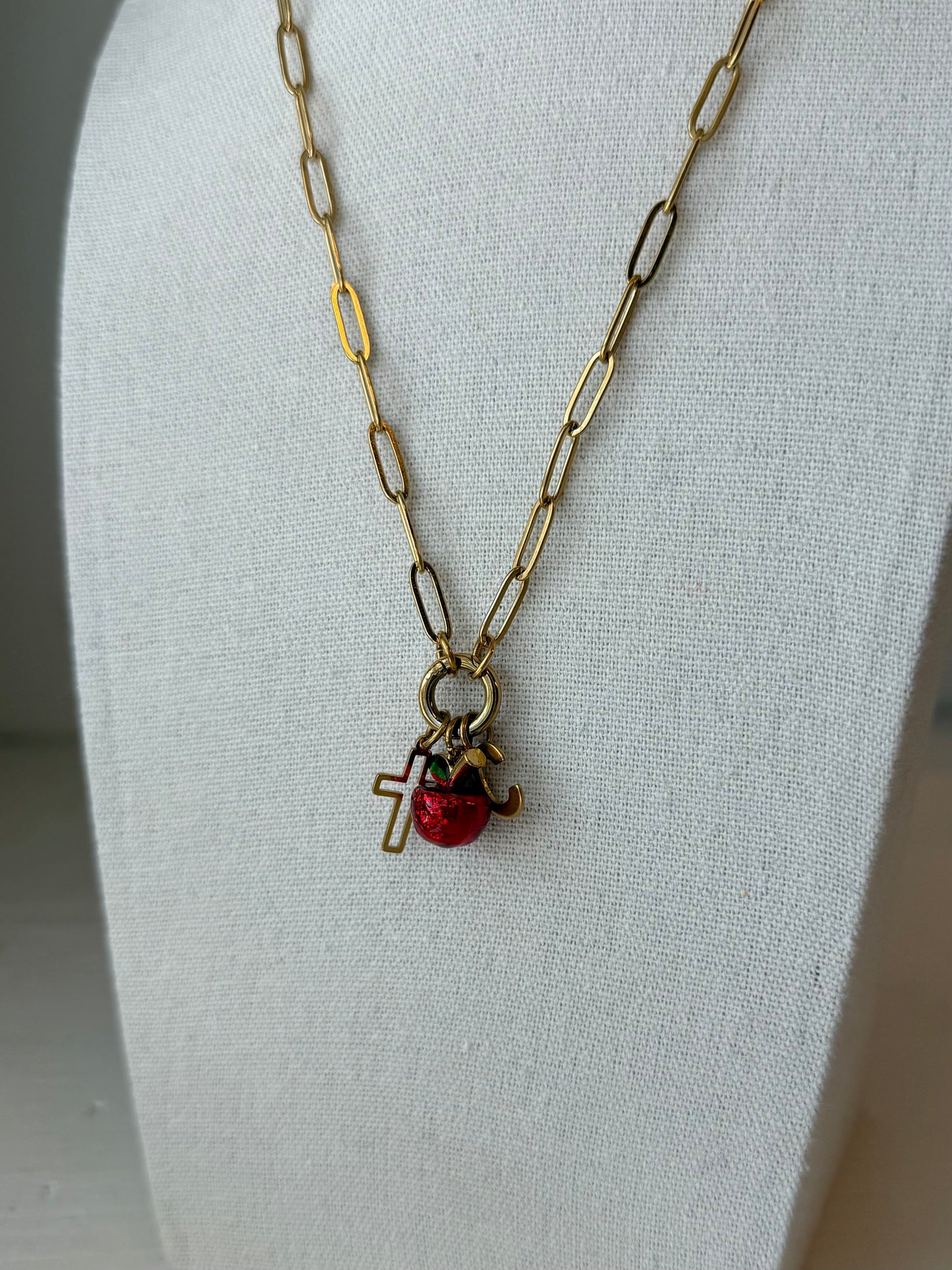 Teacher’s Apple + Cross Charm Keeper