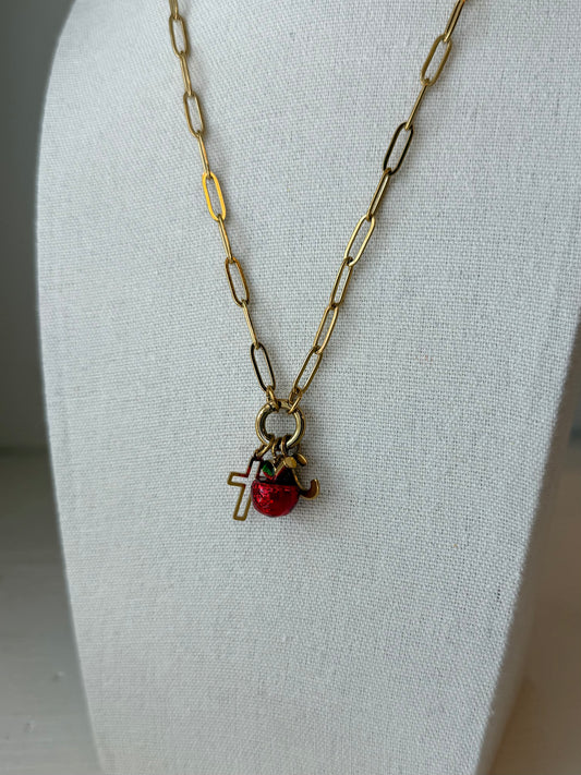 Teacher’s Apple + Cross Charm Keeper