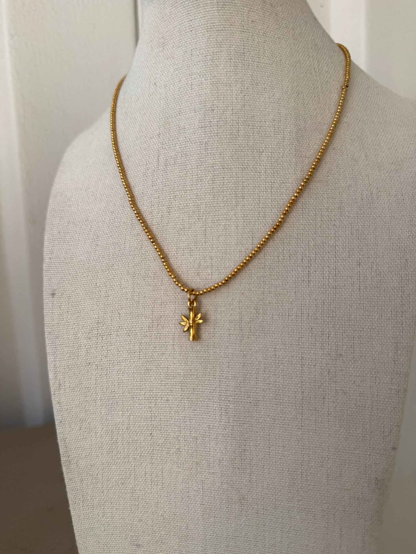 Mini Beaded + Bamboo Necklace