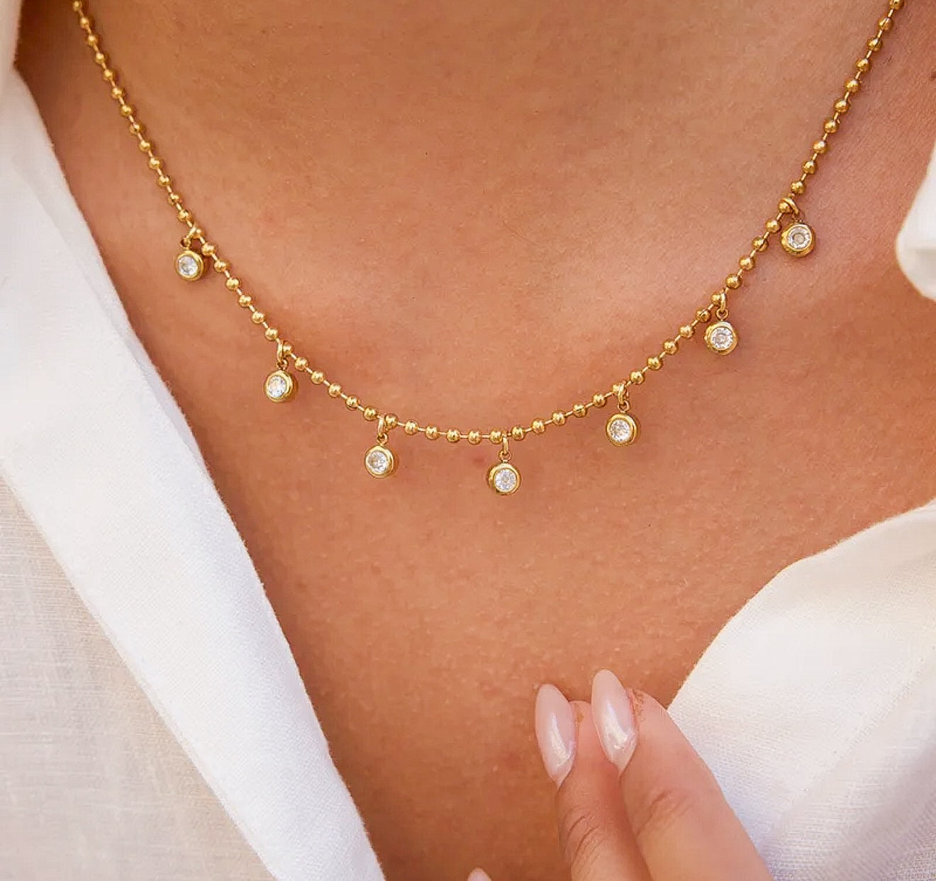 Beaded Stone Infinity Necklace