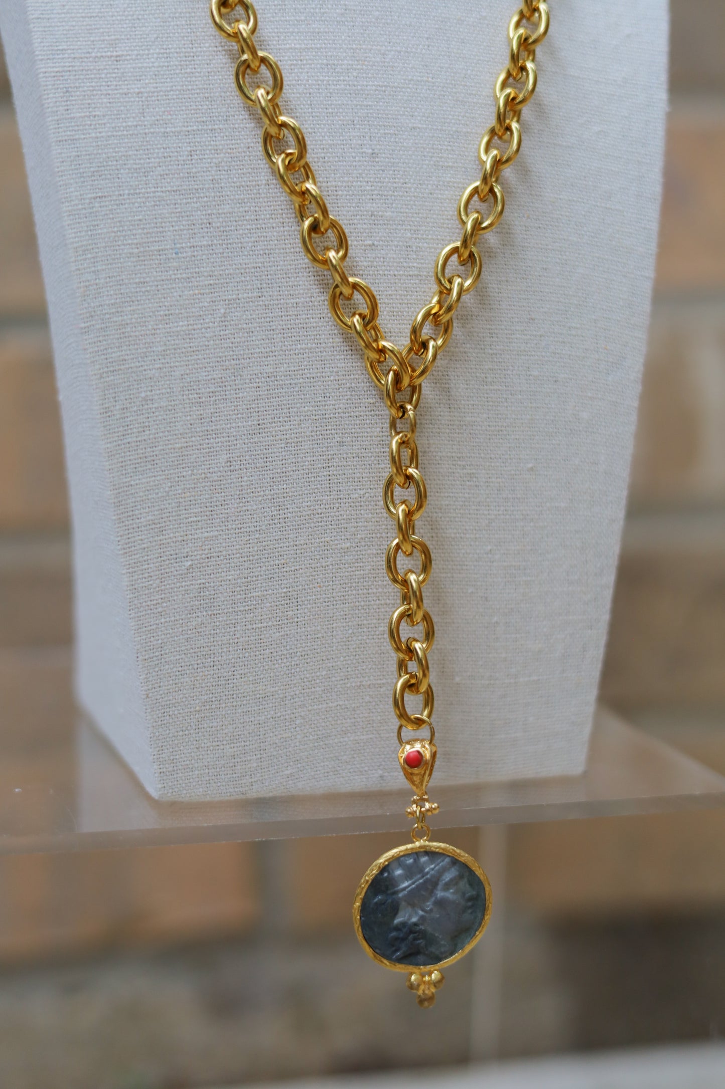 Vintage Scarlet Lariat Coin Necklace