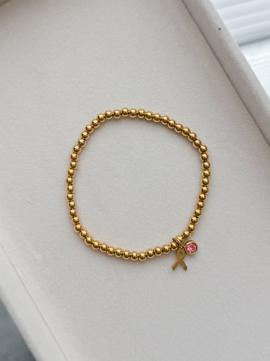 Breast Cancer Beaded Charm Bracelet