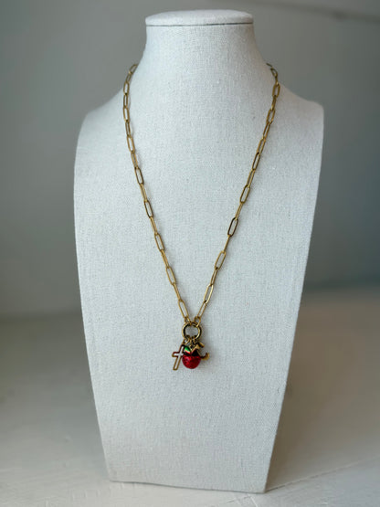Teacher’s Apple + Cross Charm Keeper