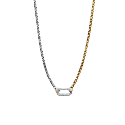 Two-Tone Pave Carabiner Chain