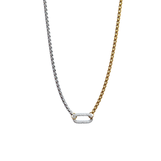 Two-Tone Pave Carabiner Chain
