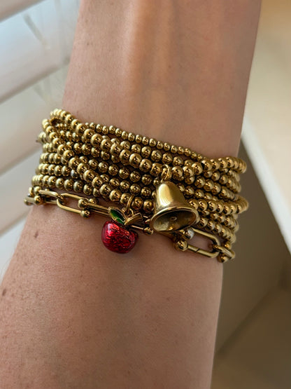 School Bell Beaded Stretch Bracelet