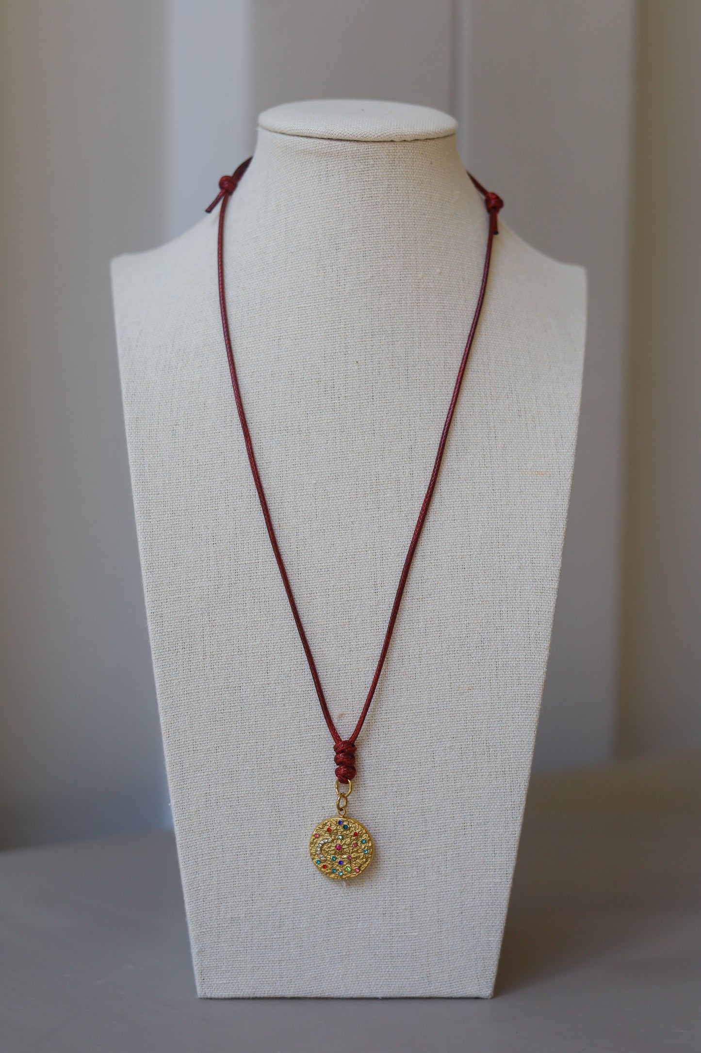 Oxblood Cord with Multicolor Pendant