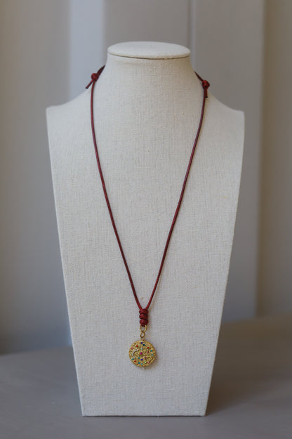 Oxblood Cord with Multicolor Pendant