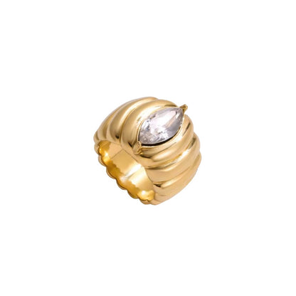 Ribbed Marquise Ring