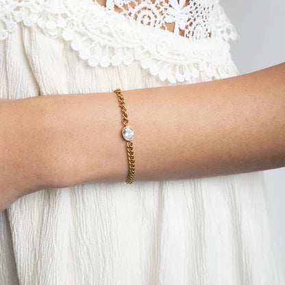 Curb + Stone Bracelet