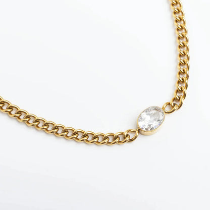 Curb + Stone Bracelet