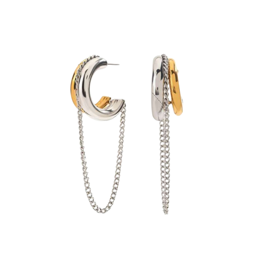 Two-Toned Chain Huggie Earrings