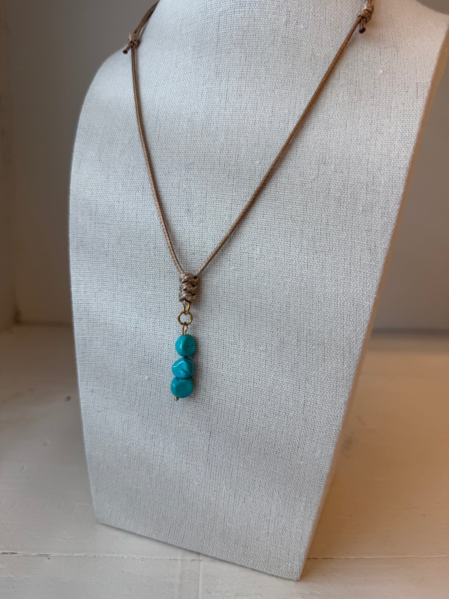 Triple Turquoise Cord Necklace