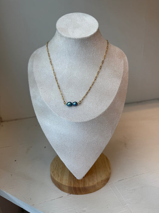Double Black Pearl Necklace