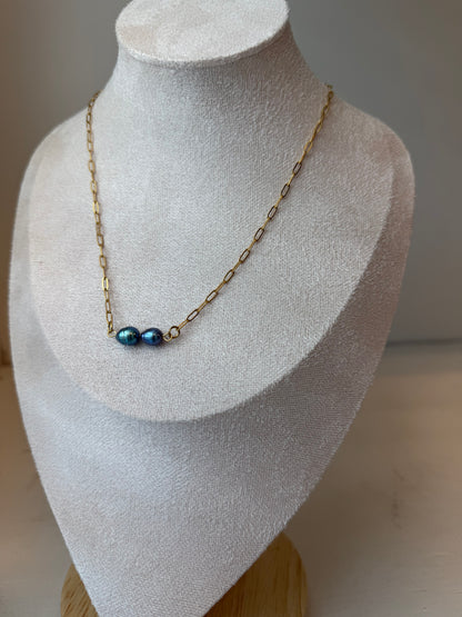Double Black Pearl Necklace