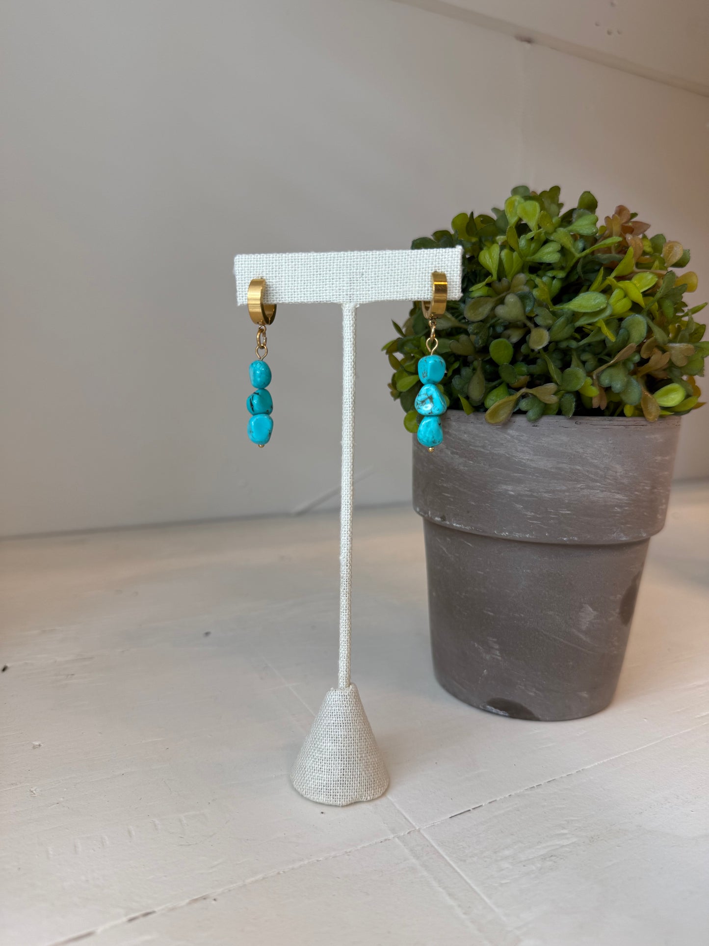 Triple Turquoise Signature Huggie