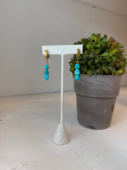Triple Turquoise Signature Huggie