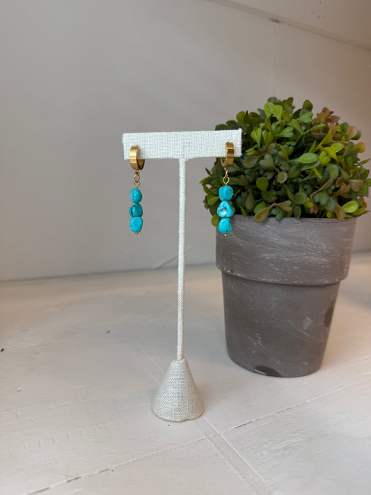 Triple Turquoise Signature Huggie