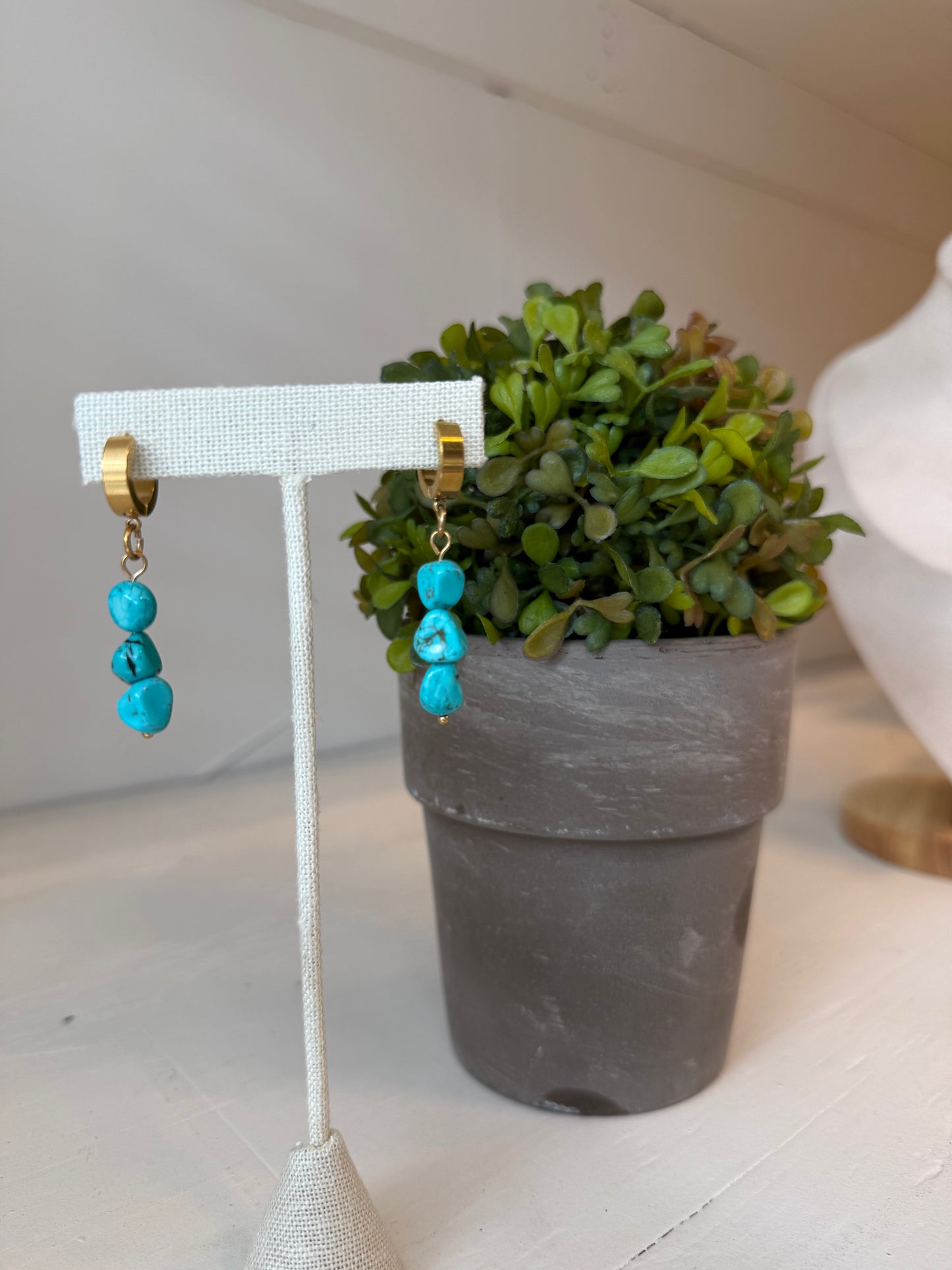 Triple Turquoise Signature Huggie