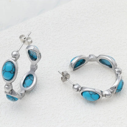 Turquoise Studded Hoop