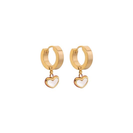 Signature Huggie + Mini Pearl Hearts