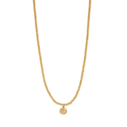 Gold Beaded + Cross