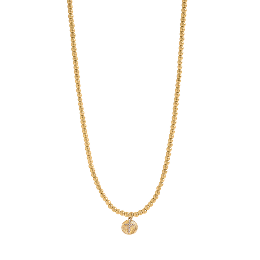 Gold Beaded + Cross