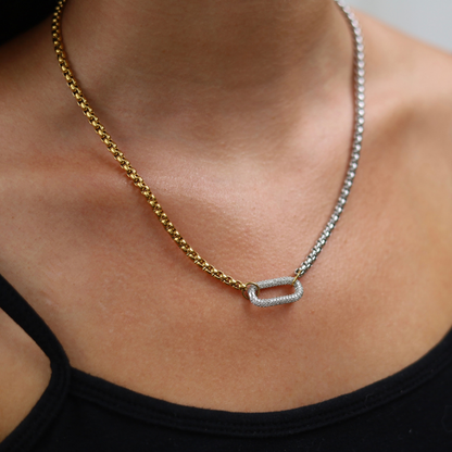 Two-Tone Pave Carabiner Chain